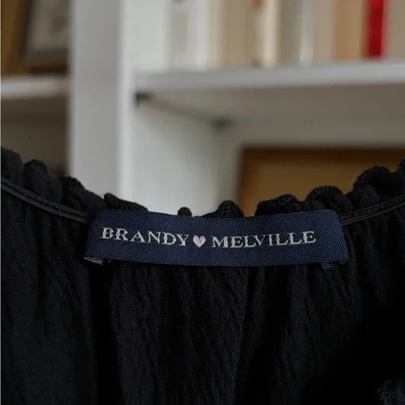 Brandy Melville Black Ruffle Bow Textured Tank Top - Picture 3 of 5